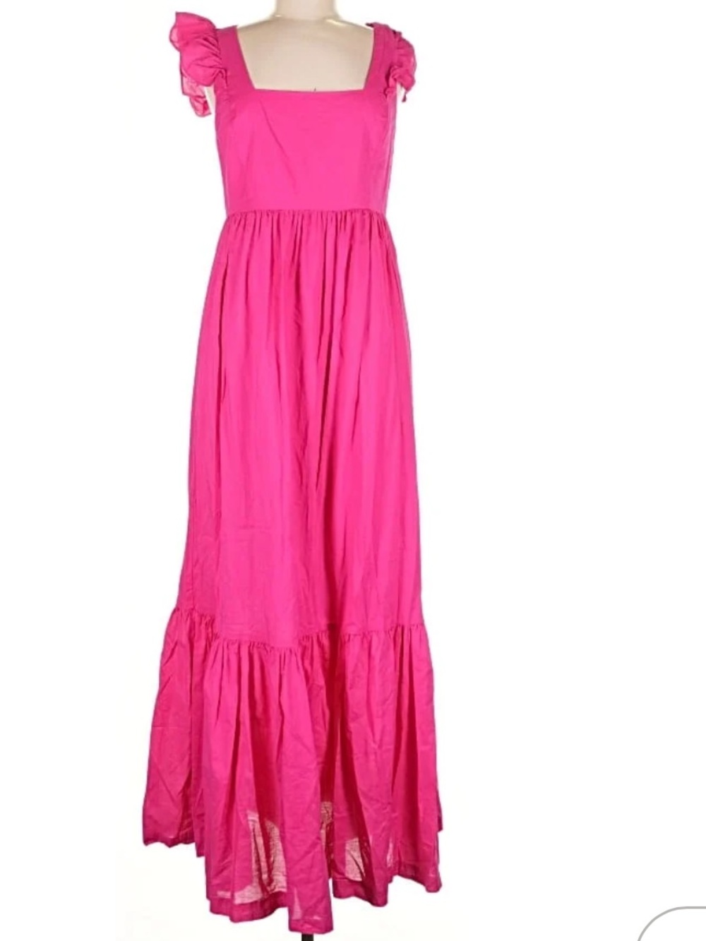 EXPRESS Fuchsia Maxi Dress Ruffle Shoulder Sleeveless Pink Dress | X-Small | NWT - Picture 3 of 4
